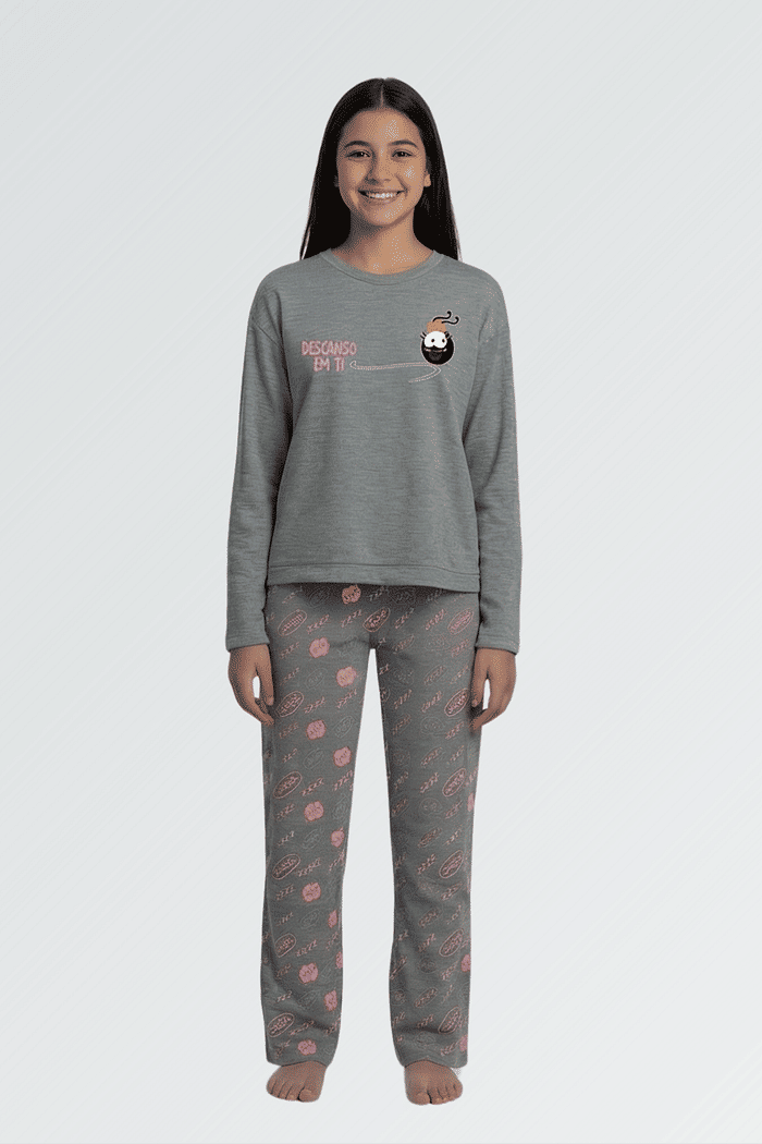PIJAMA DESCANSO EM TI MANGA CURTA FEMININO