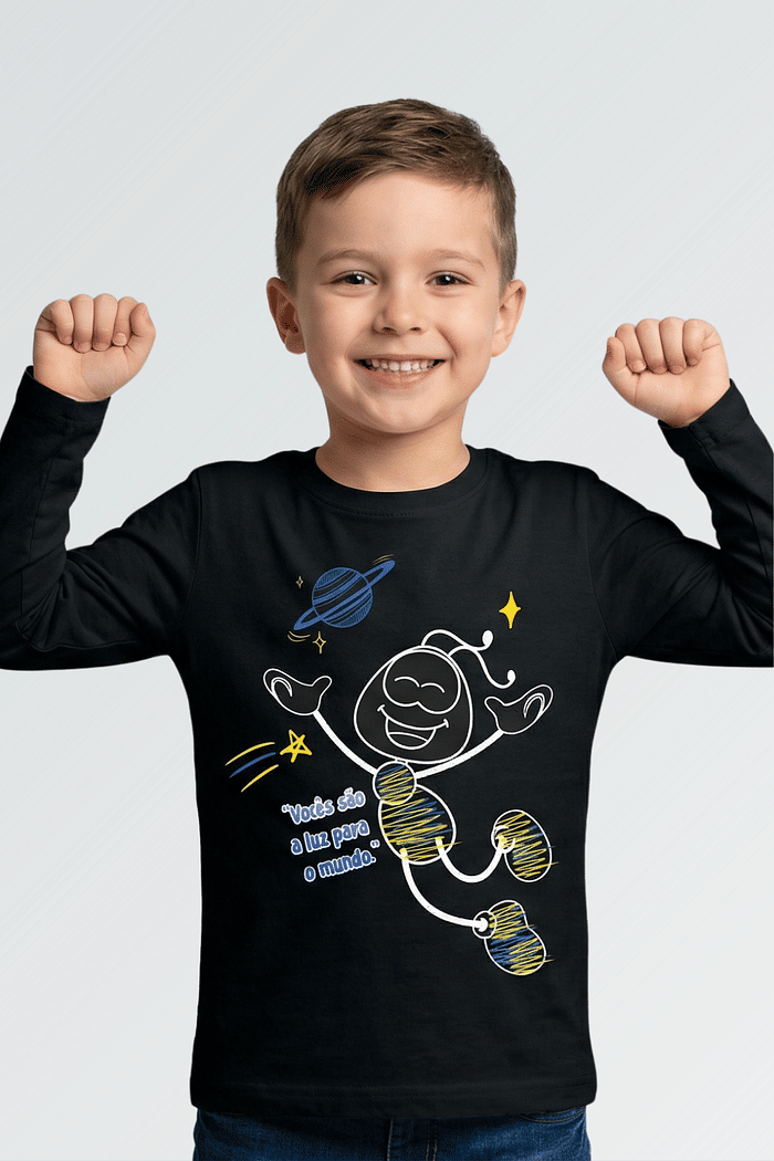 CAMISETA LUZ PARA O MUNDO MANGA LONGA