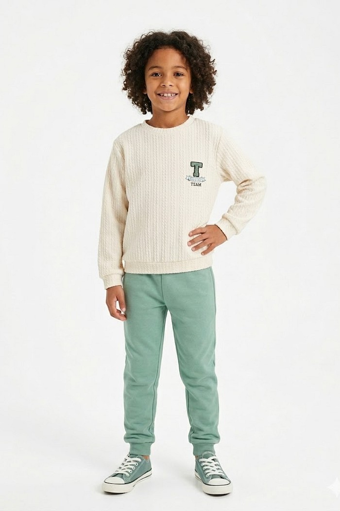 CONJ MAS TILEESUL CASACO EM MALHA DE TRICOT E CALÇA DE MOLETOM