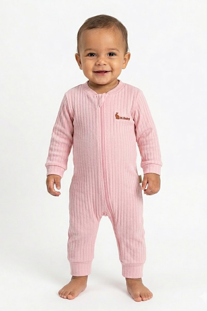 MACACÃO CANELADO LISO ZIPER FEMININO M.BABY