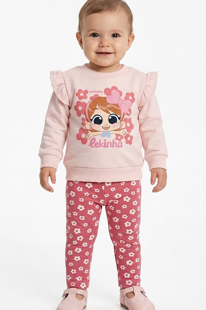 CONJUNTO FEMININO ELIAN MOLETOM ESTAMPADO COM LEGGING