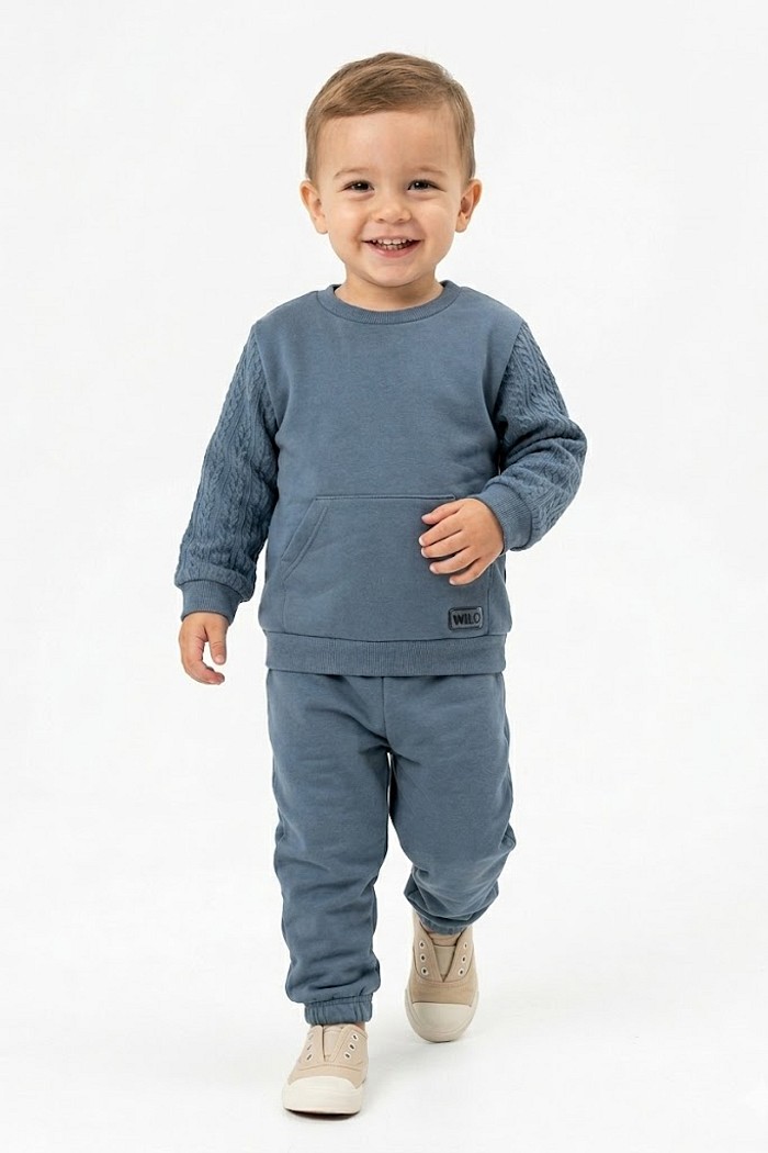 CONJ MAS TILEESUL CASACO E MALHA TRICOT E  CALÇA MOLETOM