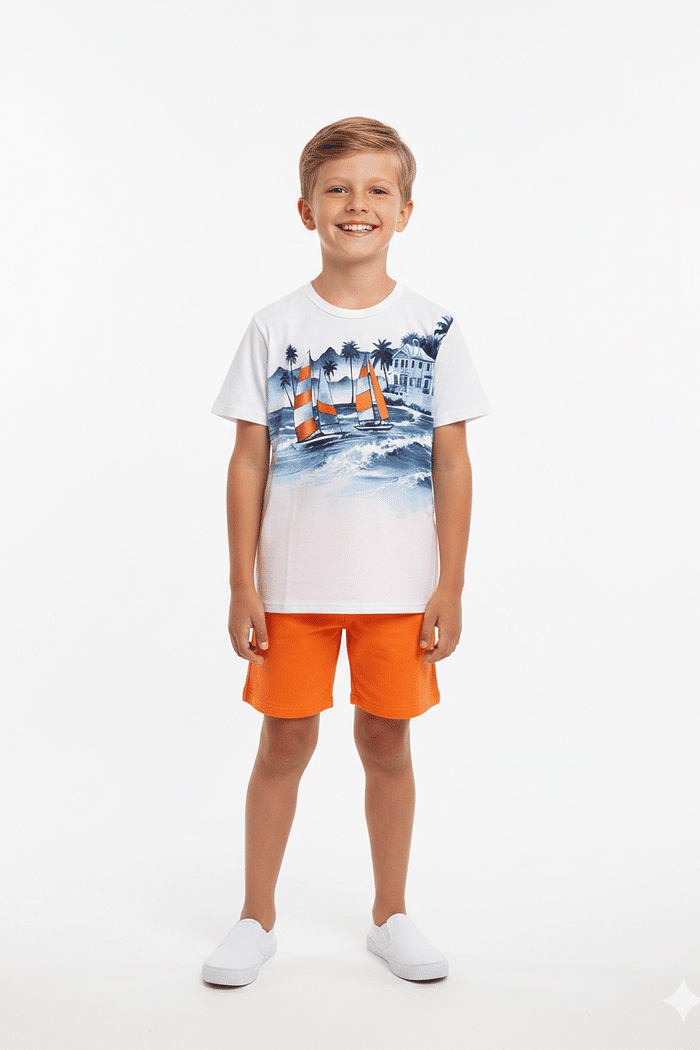 CONJ KYLY MAS BLUSA BRANCA BARCO BERM LARANJA 08