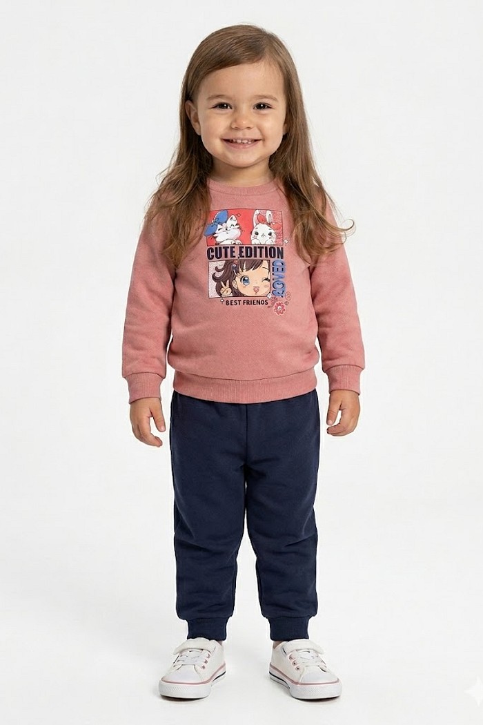 CONJUNTO FEMININO ELIAN MOLETOM ESTAMPADO INFANTIL