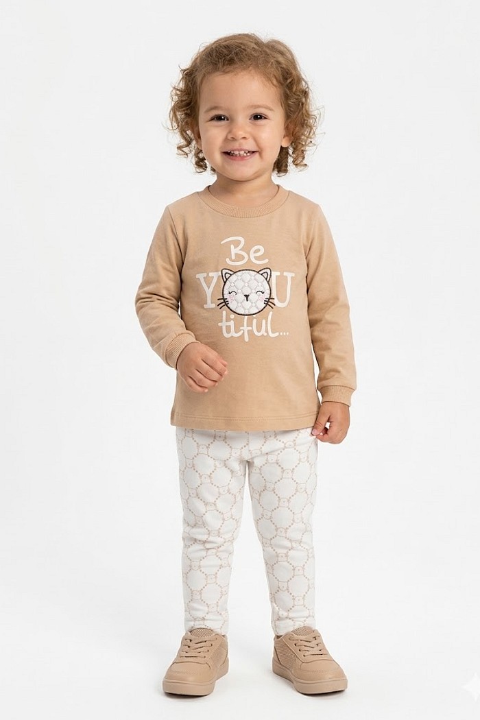 CONJ FEM TILEESUL BLUSA MALHA ML E LEGGING SUBLIMADA GATINHA