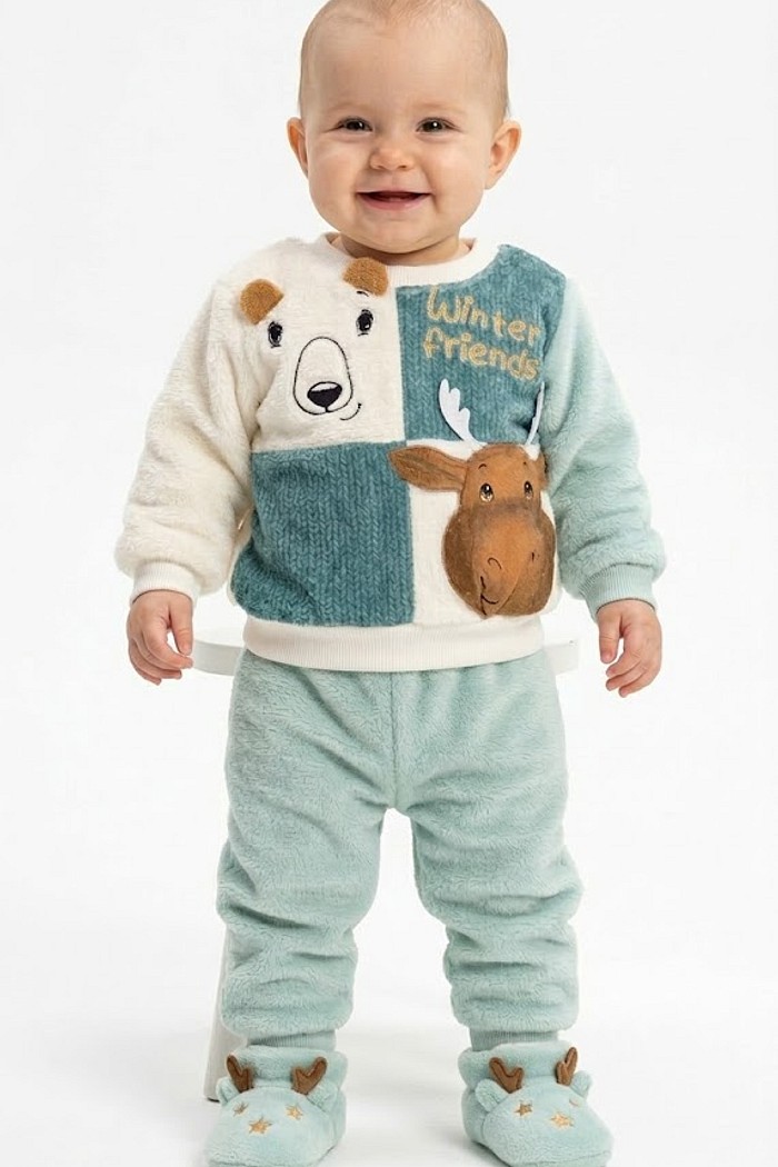 CONJ TILEESUL MAS CASACO E CALÇA PELO MARFIM VERDE P