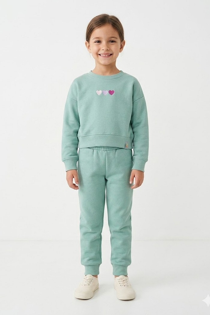 CONJUNTO FEMININO ELIAN MOLETOM COLORS CORAÇÕES INFANTIL