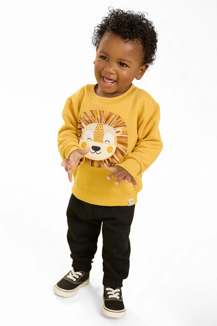 CONJUNTO MASCULINO ELIAN MOLETOM LEÃO BORDADO INTERATIVO INFANTIL