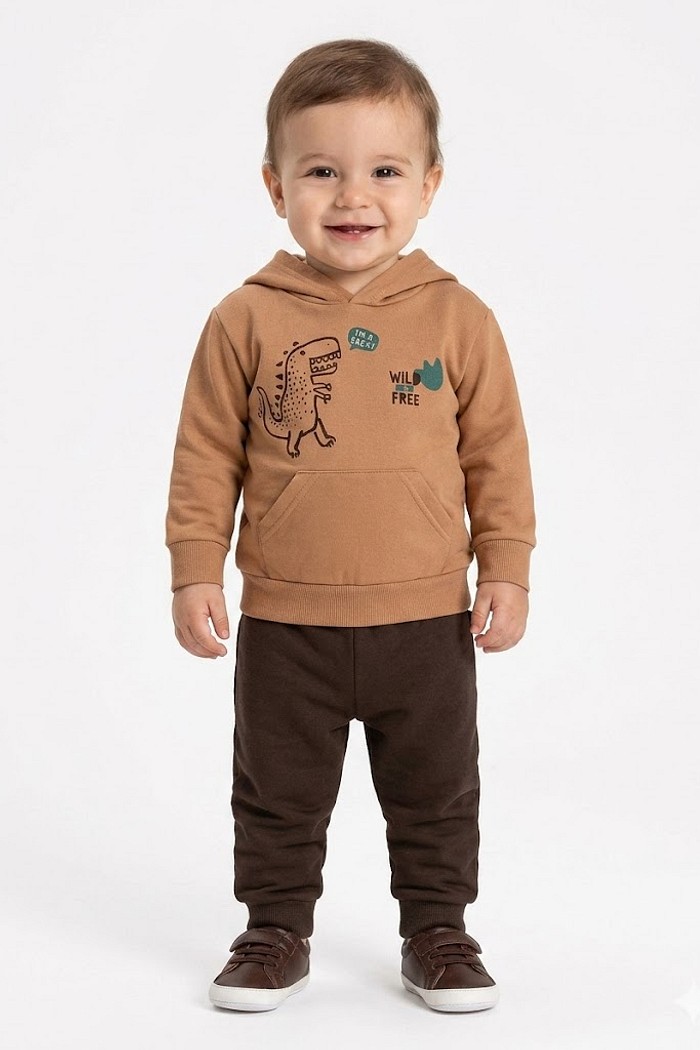 CONJUNTO MASCULINO ELIAN MOLETOM T-REX CAPUZ INFANTIL