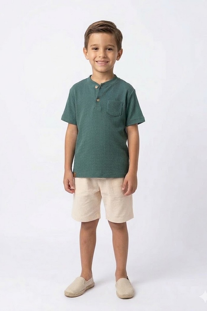 CONJ LECIMAR MAS CAMISA BOTÃO VERDE BERM COM BOLSO BEGE 08