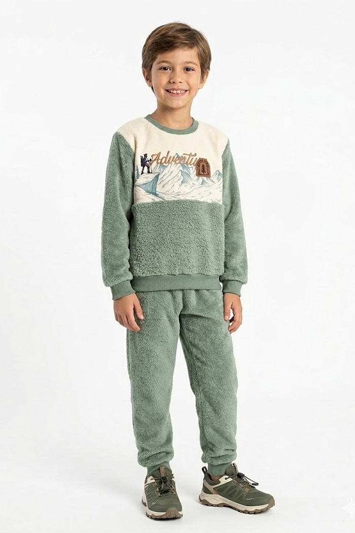 CONJ MAS TILEESUL CASACO E CALÇA EM PELO COM ESTAMPA SUBLIMADA