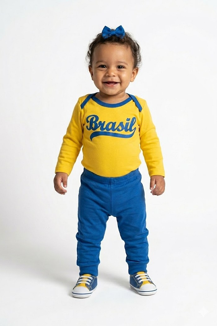 CONJ BODY BRASIL E CALÇA AZUL TYCARO UNISSEX