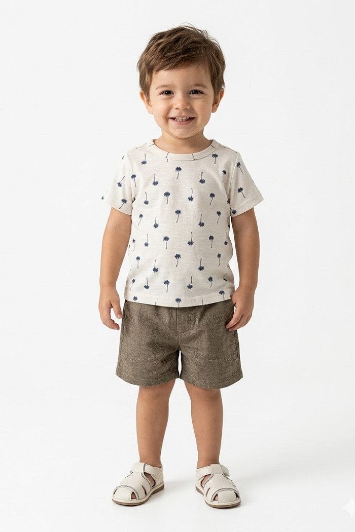 CONJ LECIMAR MAS BLUSA MALHA DESENHO PRAIANO BERM VARIADAS