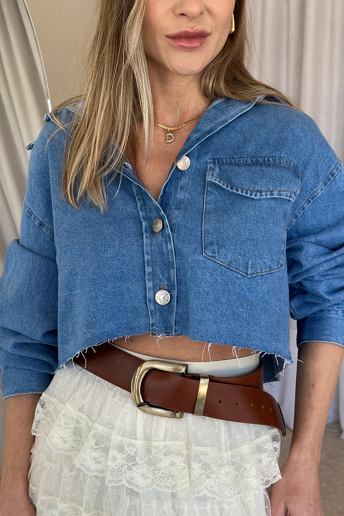 Camisa Jeans Cropped Luiza