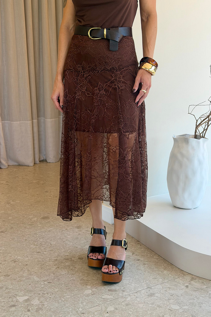 Saia Midi Renda Mya
