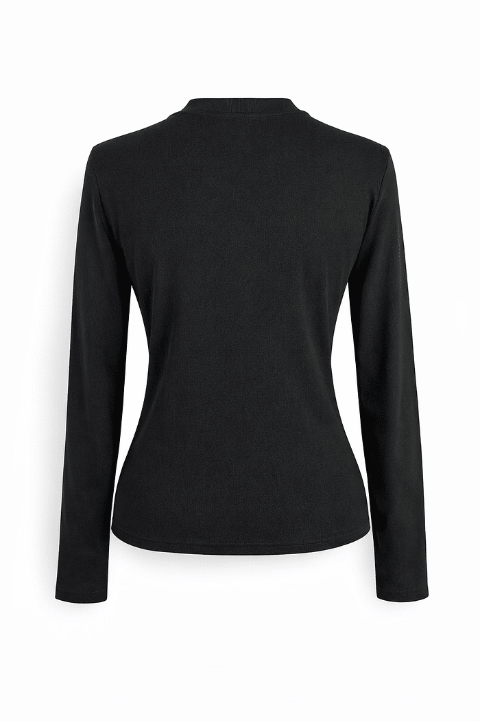 Blusa flanelada de manga longa preta