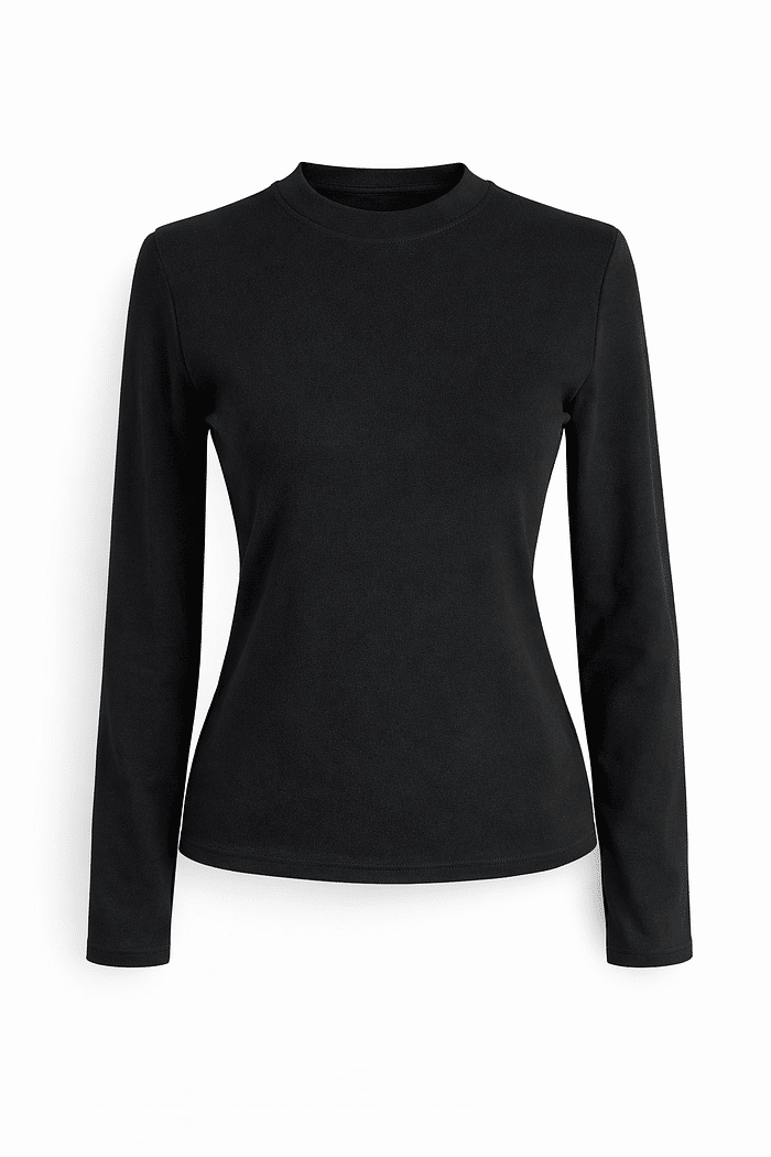 Blusa flanelada de manga longa preta