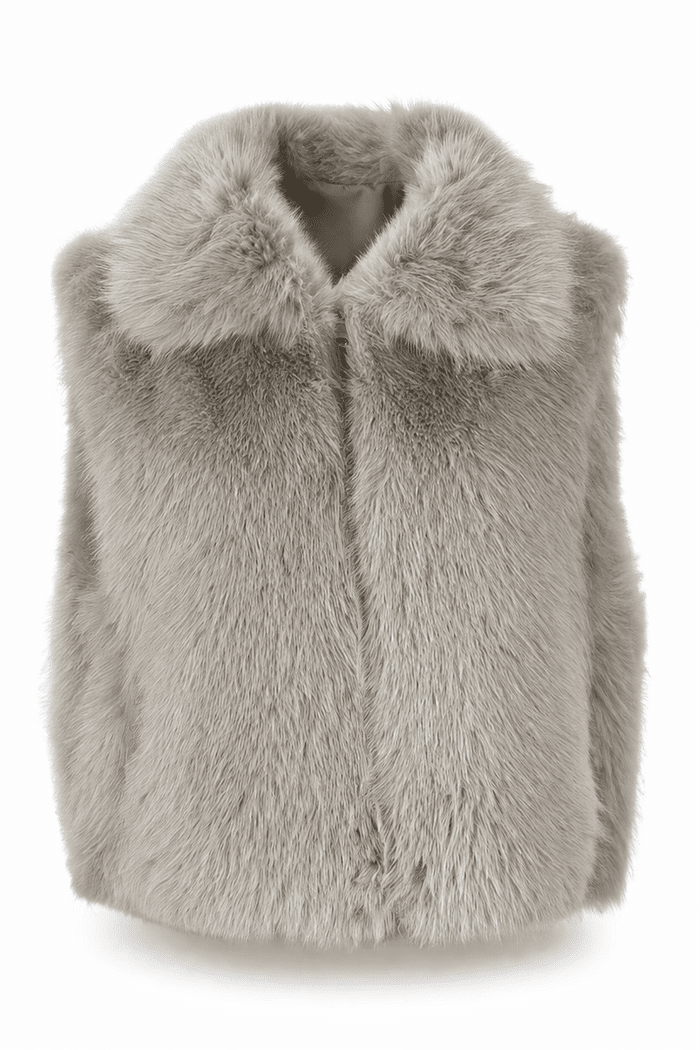 Colete de pelo com bolsos cinza