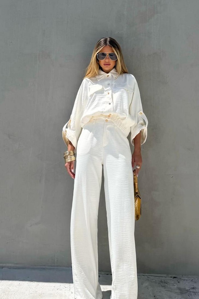 Conjunto jaqueta e calça off white