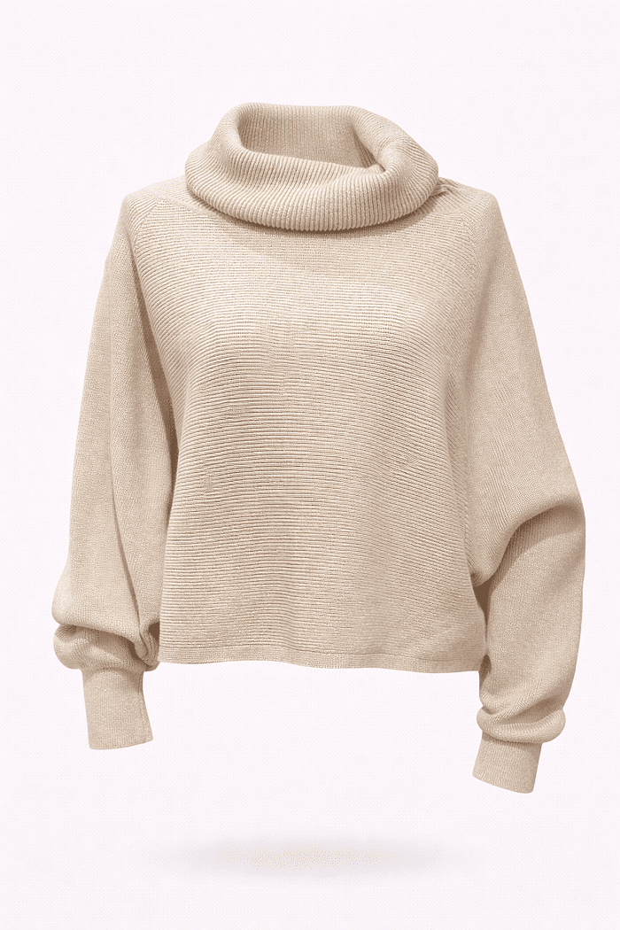 Blusa de tricot com gola bege