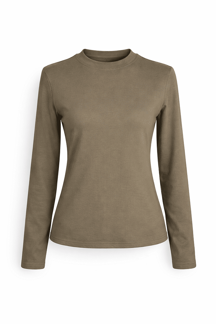 Blusa flanelada de manga longa camel