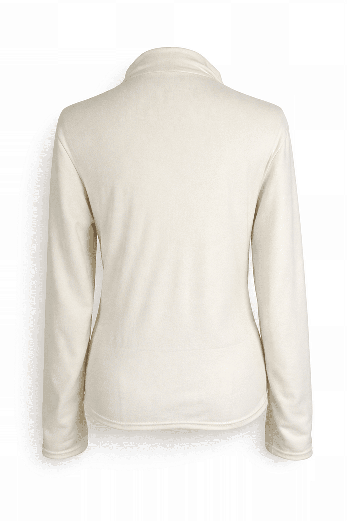 Blusa flanelada manga longa com gola off white