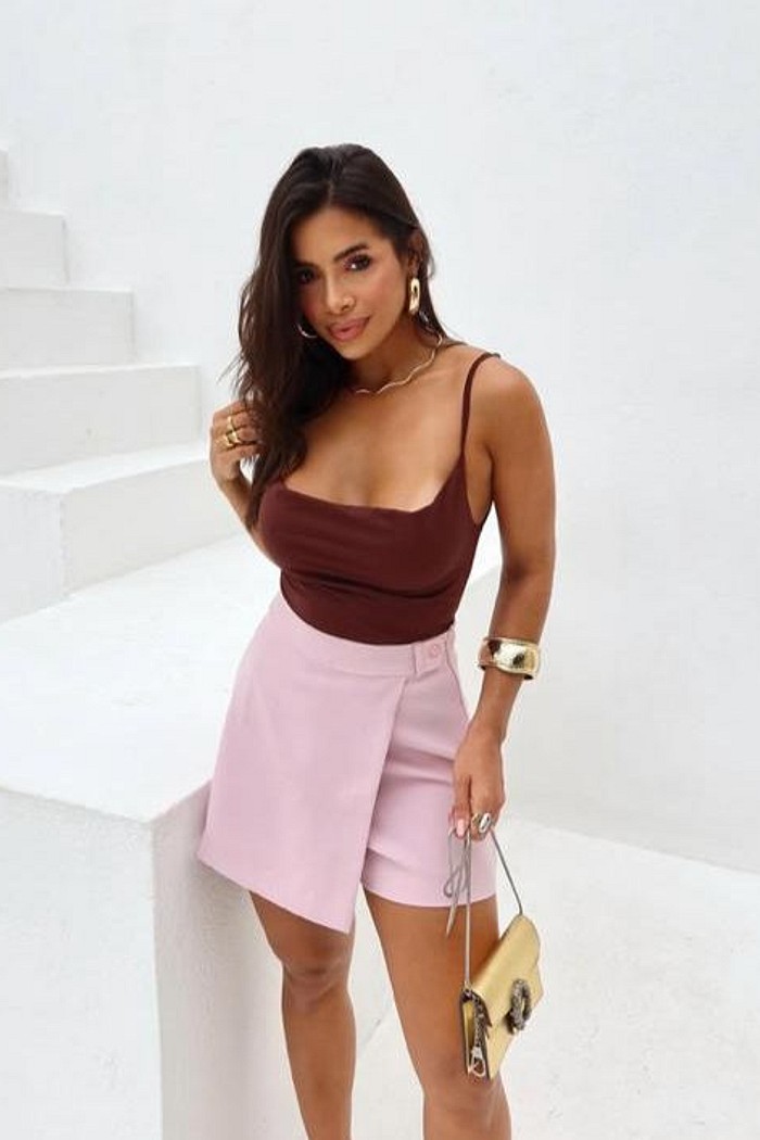 Blusa de alcinha em poliamida marrom