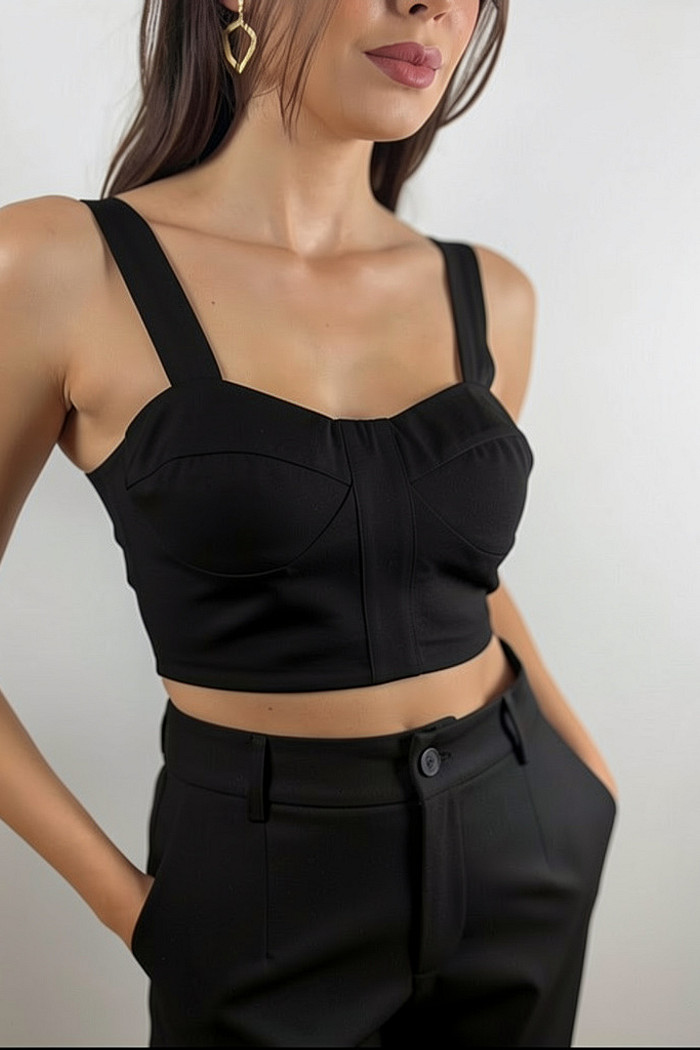 Cropped alças largas preto