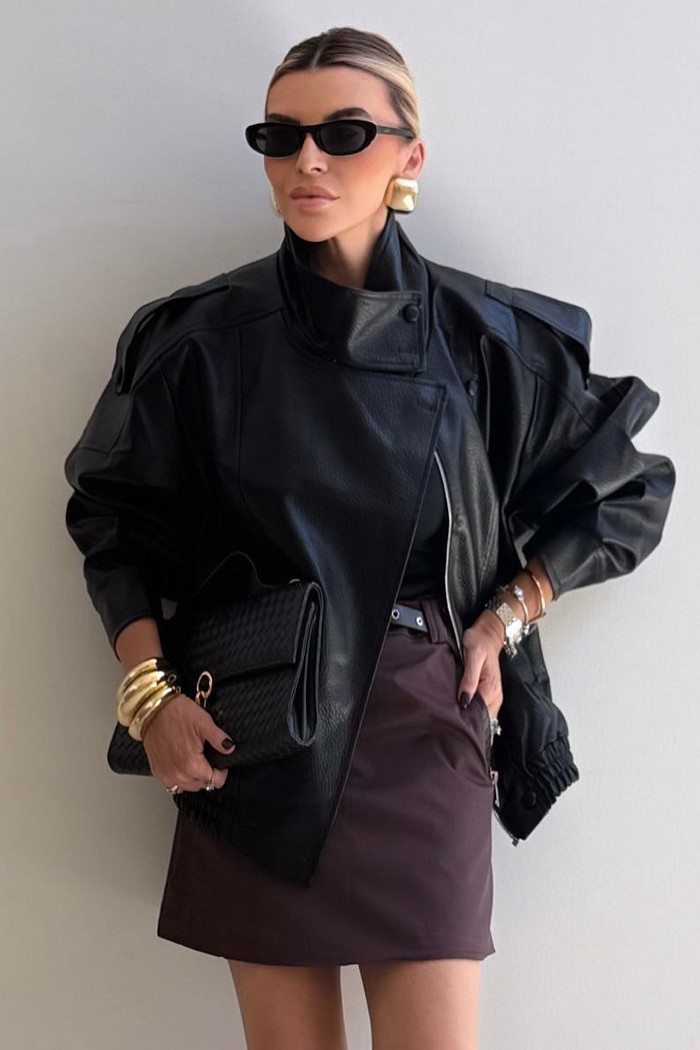 Jaqueta courino funnel neck