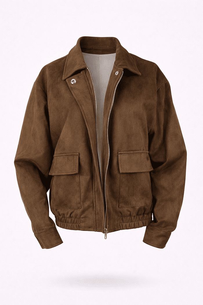 Casaco em suede marrom