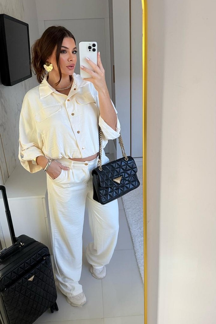 Conjunto jaqueta e calça off white