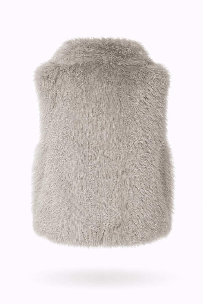 Colete de pelo com bolsos cinza