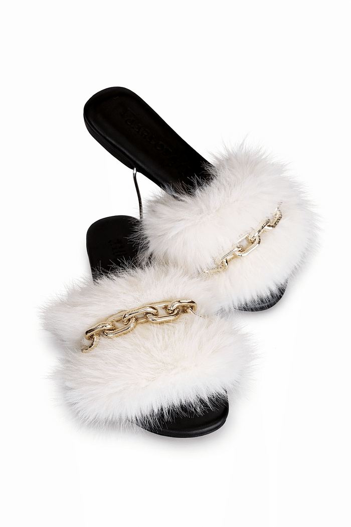 Flat preta com pelo branco e corrente