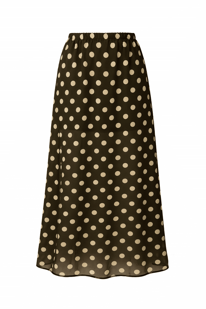 Saia midi estampa poá verde