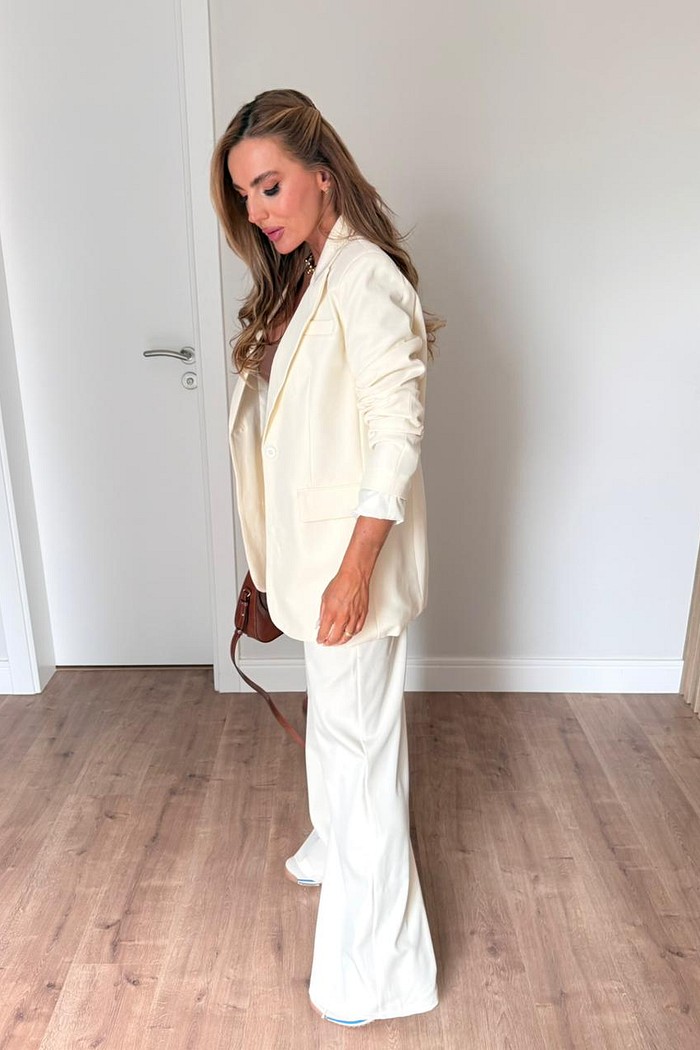 Conjunto calça + blazer alfaiataria off white