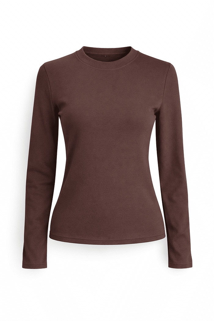 Blusa flanelada de manga longa marrom