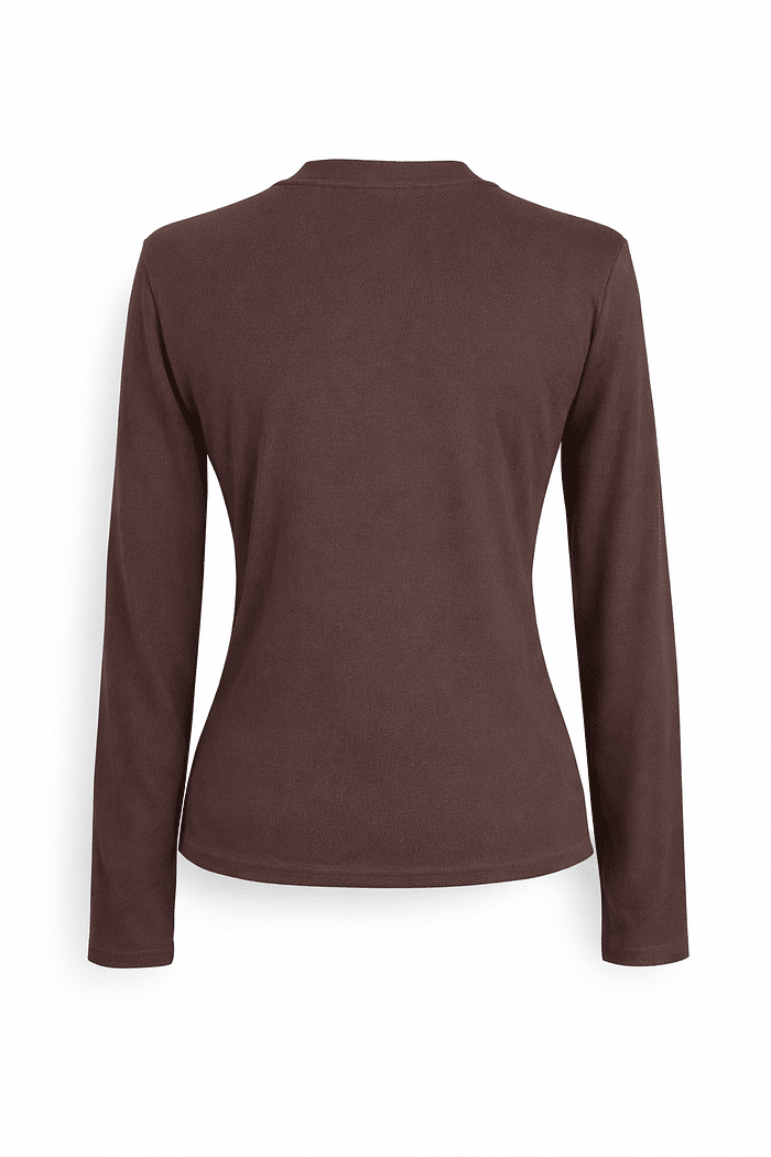 Blusa flanelada de manga longa marrom