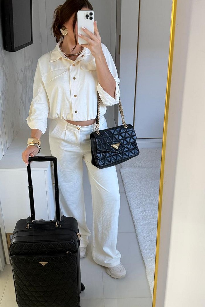 Conjunto jaqueta e calça off white