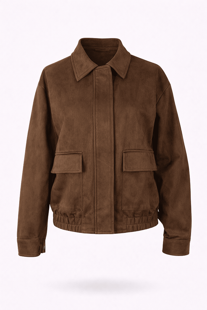 Casaco em suede marrom