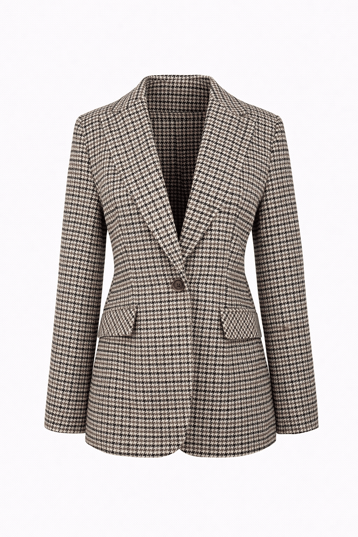 Blazer de alfaiataria xadrez marrom