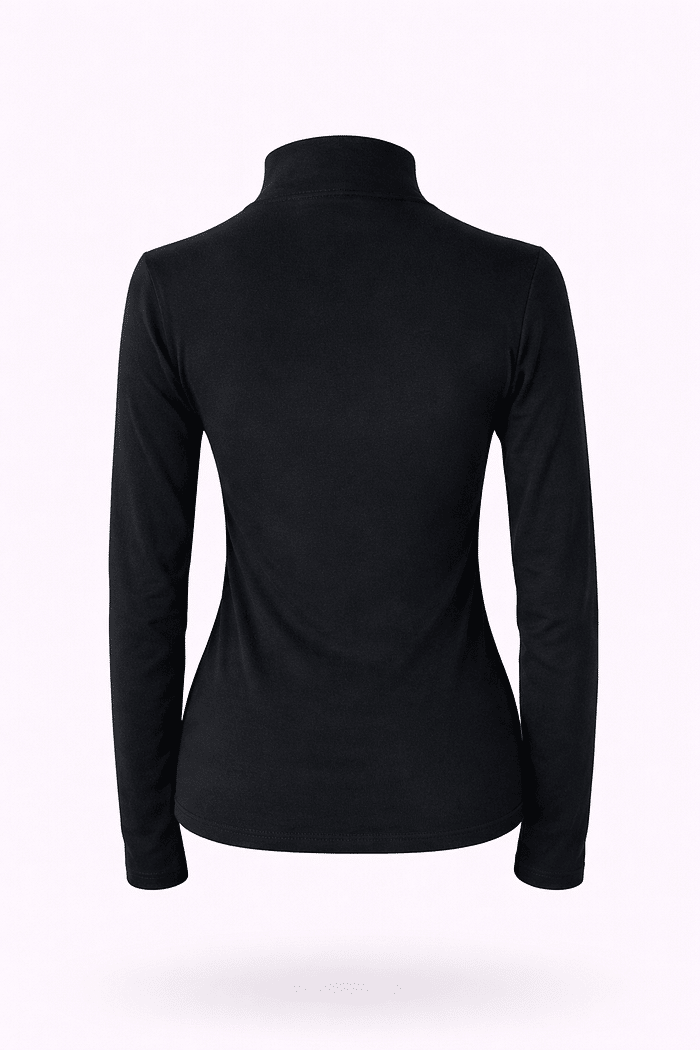 Blusa flanelada manga longa com gola preta