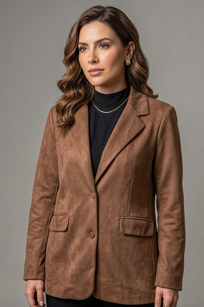 Blazer em suede marrom