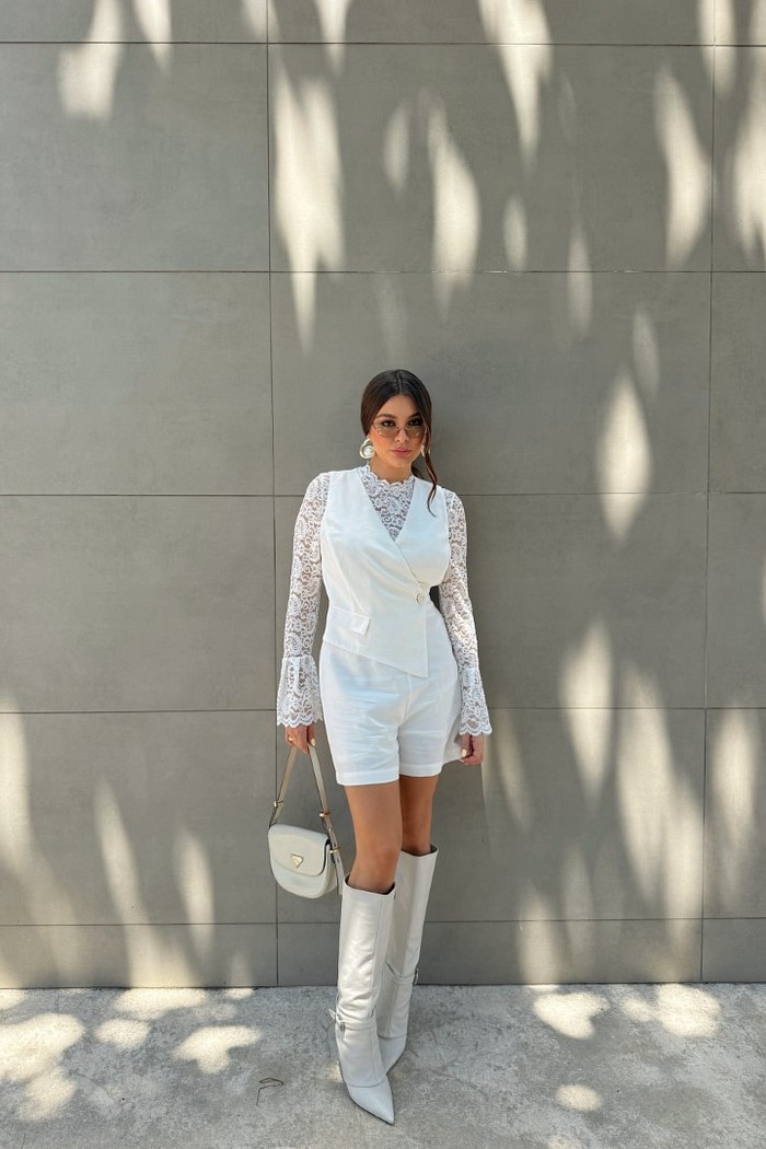 Macaquinho alfaiataria off white