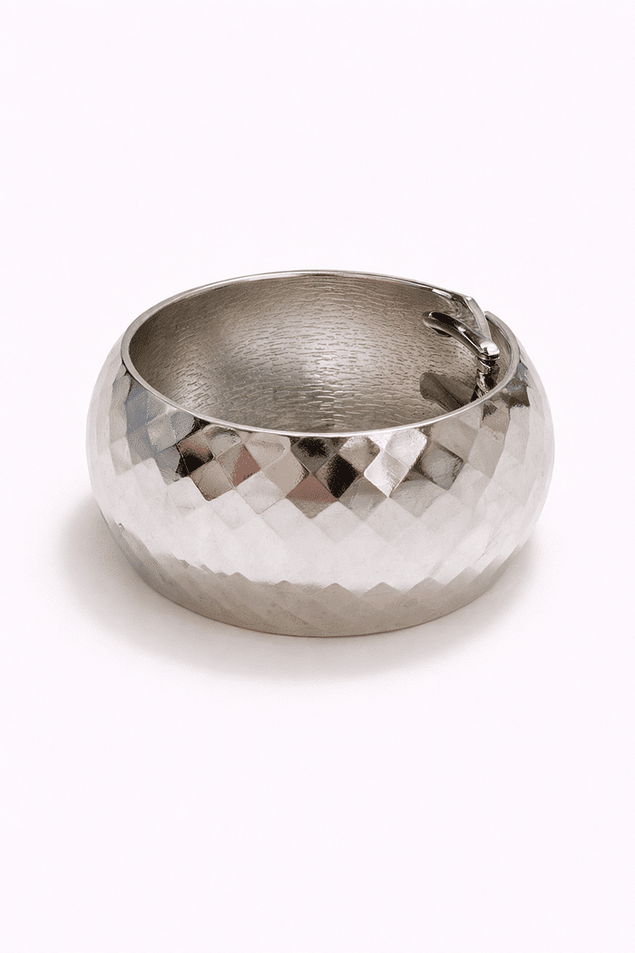 Bracelete prata texturizado maxi