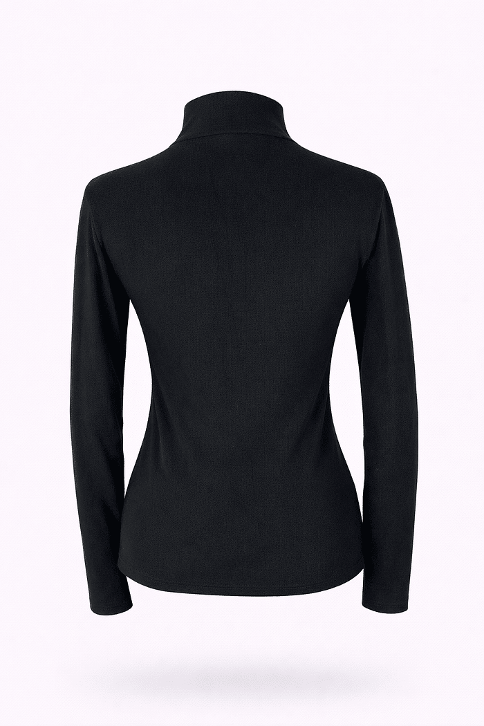 Blusa flanelada manga longa com gola preta