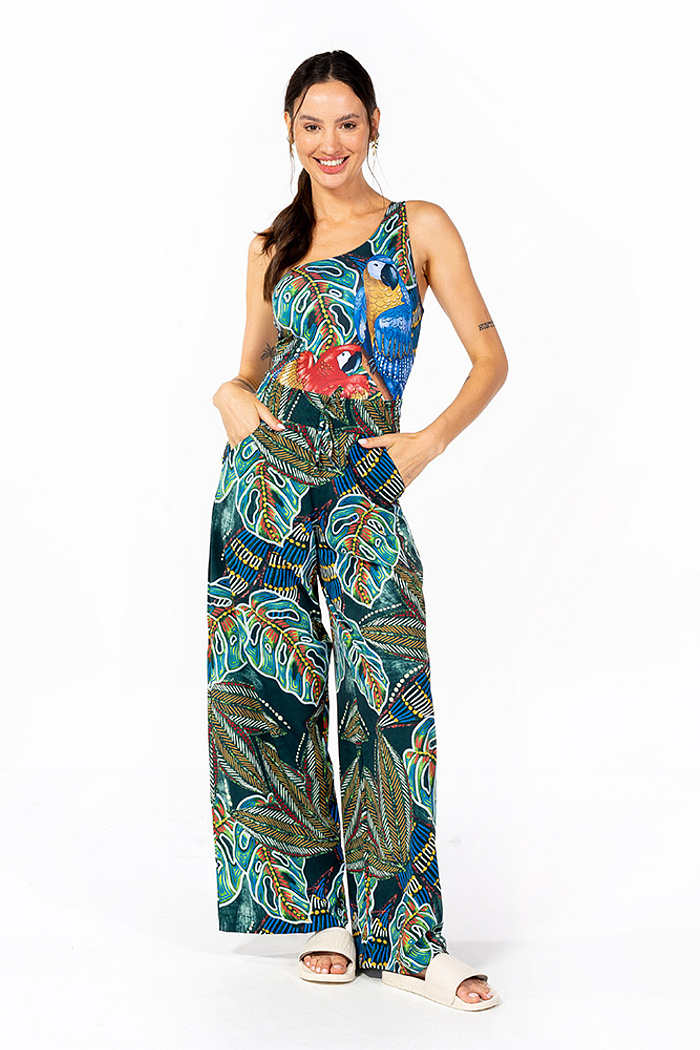 Calça Ampla Atena Araras e Cores