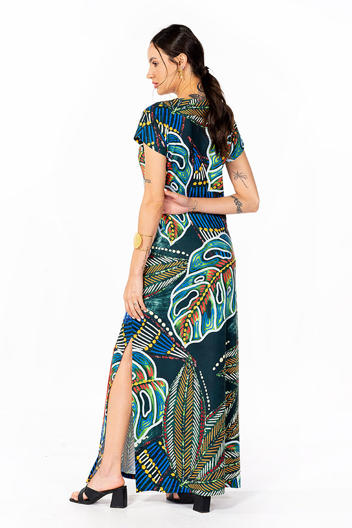 Vestido Longo Jeri Arara e Cores