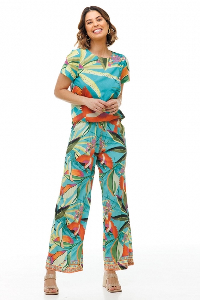 Calça Ampla Atena Tucano Color Turquesa