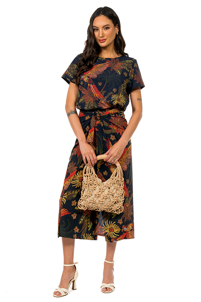 Calça Transpassada Arara Flor Bordado Off