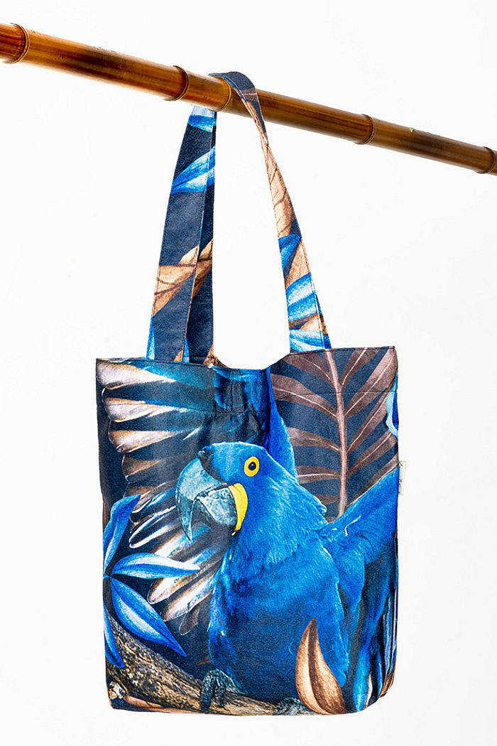 Bolsa Rosinha Arara Tons Azul e Marrom